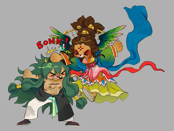 Dragon and Phoenix bonk chibis